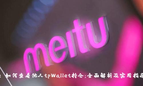 : 如何查看他人tpWallet持仓:全面解析及实用指南